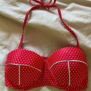 Red and white polka dot bikini top